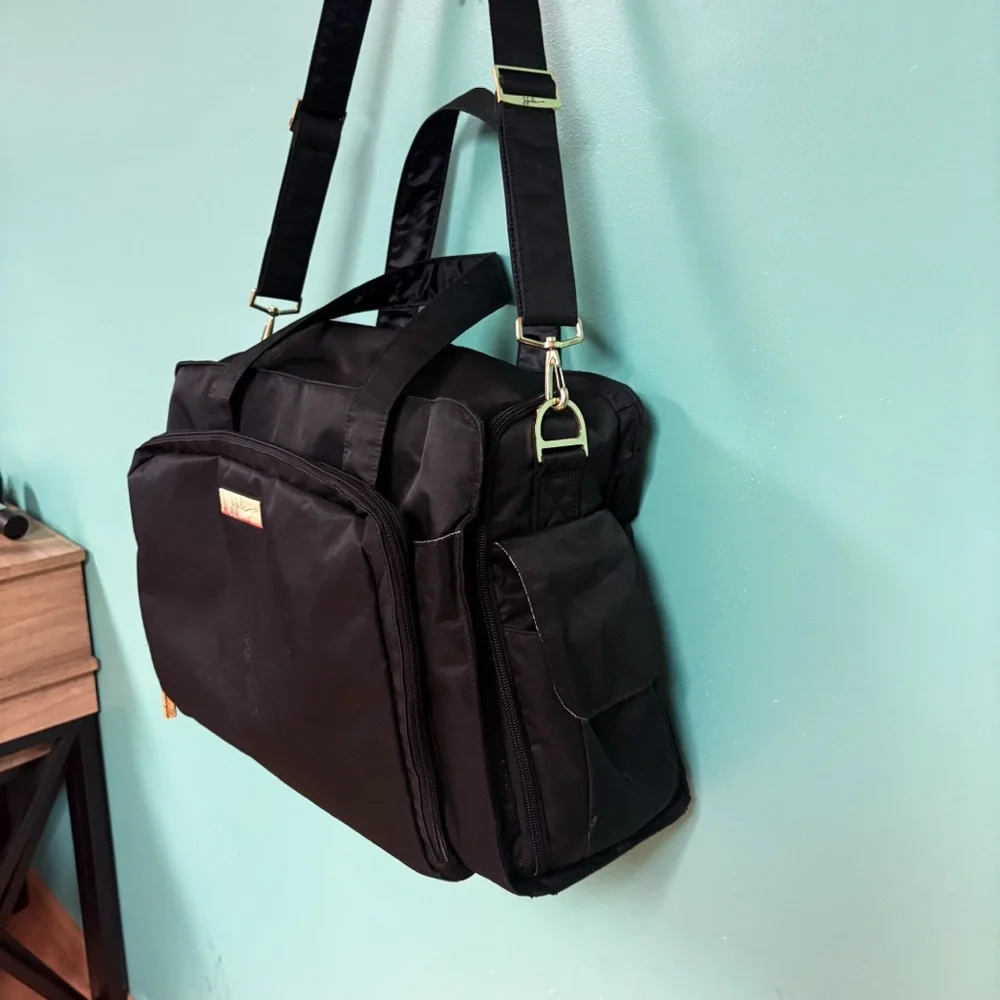 JuJuBe Classy Black Diaper Bag Gold Hardware Tote & Shoulder Bag Straps